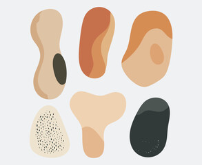 Modern Abstract Organic Shapes Vector Set with Earthy Boho Textures and Fluid Forms