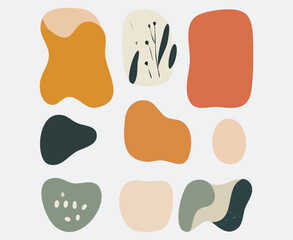Modern Abstract Organic Shapes Vector Set with Earthy Boho Textures and Fluid Forms
