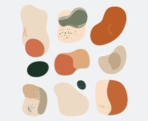 Modern Abstract Organic Shapes Vector Set with Earthy Boho Textures and Fluid Forms