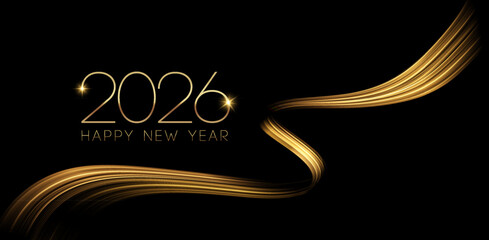 Obraz premium 2026 Merry Christmas and Happy New Year Abstract Shiny Gold Glitter Decoration. Festive Background. Vector design element