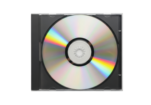 Isolated compact disc in jewel case ready to be printed with custom music, art, text