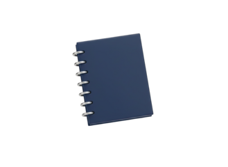 Isolated 3D Render of a Light Blue Hardcover Spiral Bound Notebook Open to Pages on a Transparent Background