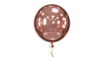 Isolated rose gold balloon floating, shiny celebration balloon, birthday decoration
