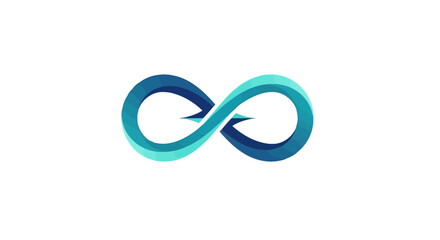 A stylized infinity symbol in shades of blue, representing concepts of endlessness and continuity.