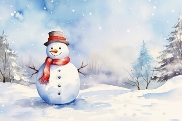 Fototapeta premium Background snowman outdoors winter nature.