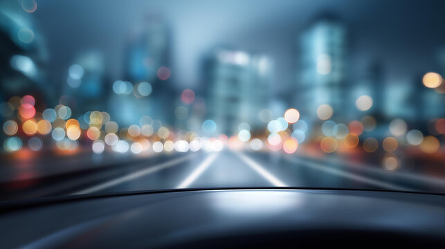 3D render conceptual urban autonomous defocused driving technology, faceless self-driving visualization, city detail, blurred futuristic background, automation concept, vehicle int