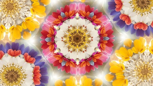 Vibrant Floral Mandala Kaleidoscope Design