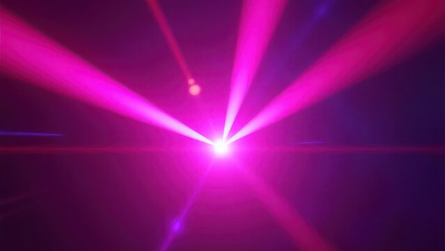 sharp pink and purple laser beams flaring from a central point creating vibrant neon light burst