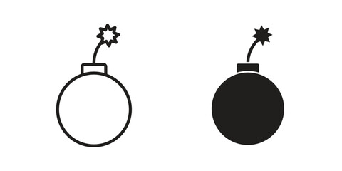 Bomb icons Concepts. black solid and line stroke designs for web and app use © Raj