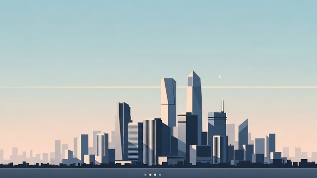 Cityscape Silhouette - A Modern Metropolis Against a Soft Sky.