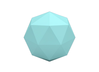 Light Blue Icosahedron Geometric Shape With Sharp Edges and Realistic Shadows Isolated on Transparent Background 3D Render