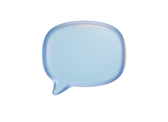 Light Blue Speech Bubble Icon With Glossy Finish And Subtle Glow Isolated On Transparent Background