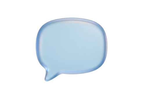 Light Blue Speech Bubble Icon With Glossy Finish And Subtle Glow Isolated On Transparent Background