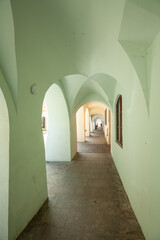 Einzigartige Arkaden in Budweis Südböhmen, Tschechien.