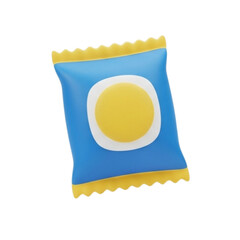 A 3D render of a generic potato chip bag, a classic snack food packet icon illustration, perfect for junk food or packaging concepts and design elements