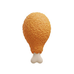 A perfectly golden-brown, crispy fried chicken drumstick, isolated on a white background, showcasing its textured coating and bone