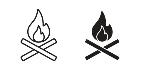 Campfire icons Concepts. black solid and line stroke designs for web and app use