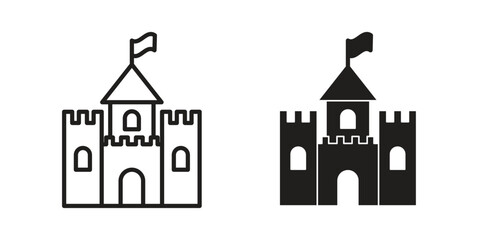 Castle icons Concepts. black solid and line stroke designs for web and app use