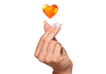 Isolated loving hand gesture with heart shape above, making a small symbol of affection