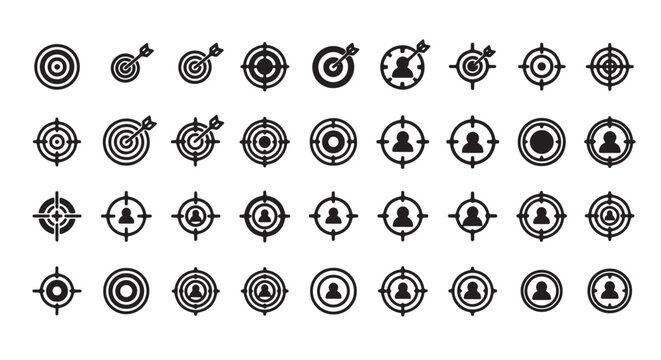 Set of target icons simple flat vector design elements isolated on white background