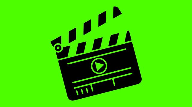 action illustration movie silhouette cinema logo video icon green outline screen production film video camera clapper clapperboard scene board shape and vector graphic background