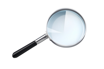 Classic Magnifying Glass with Silver Handle and Clear Lens Isolated on White for Search Discovery