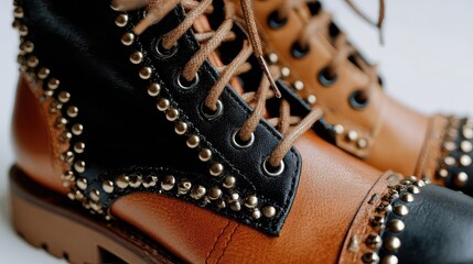 Elevate your style with these stunning leather boots accented with golden studs, perfect for adding an edgy flair to any outfit and showcasing your unique fashion sense