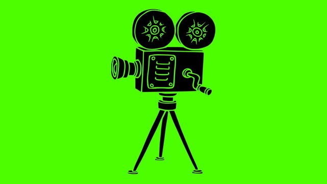 film illustration camera silhouette cinema logo video icon green outline screen movie photo picture retro vintage black frame old shape for vector graphic background