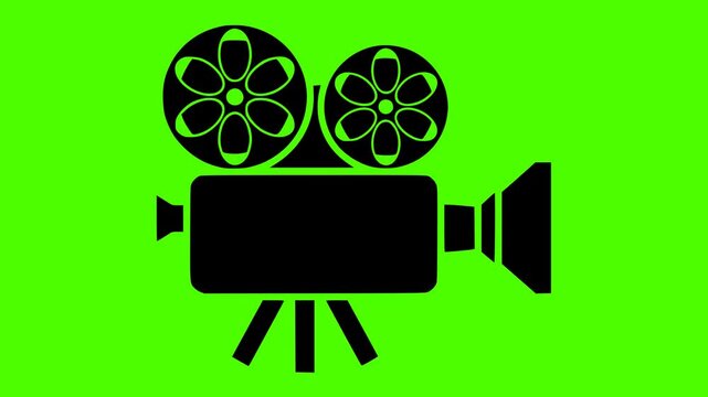 film illustration camera silhouette cinema logo video icon green outline screen movie photo picture retro vintage black frame old shape for vector graphic background