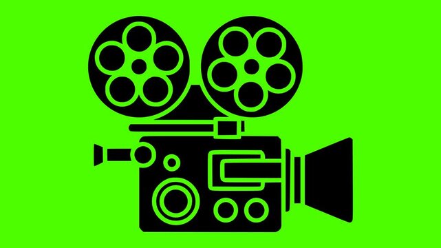 film illustration camera silhouette cinema logo video icon green outline screen movie photo picture retro vintage black frame old shape for vector graphic background