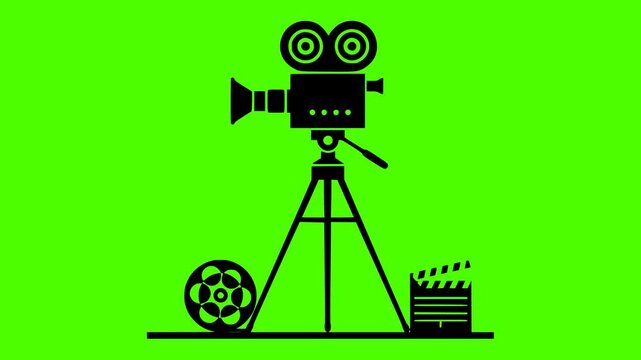 film illustration camera silhouette cinema logo video icon green outline screen movie photo picture retro vintage black frame old shape for vector graphic background