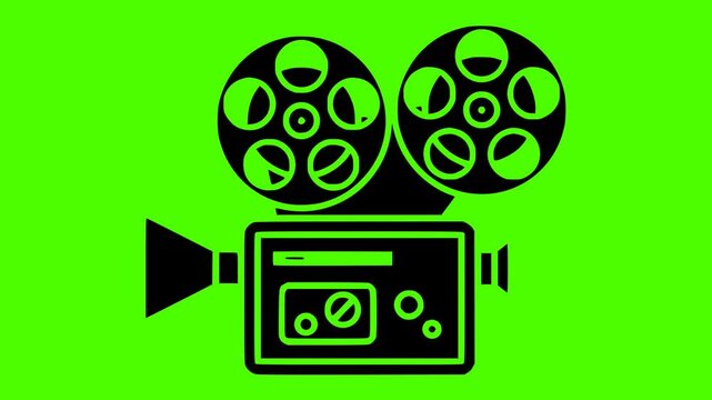 film illustration camera silhouette cinema logo video icon green outline screen movie photo picture retro vintage black frame old shape for vector graphic background