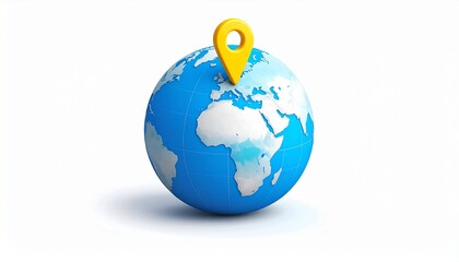 Fototapeta premium 3D illustration of a blue and green Earth globe on a white background, highlighting continents and global business concepts