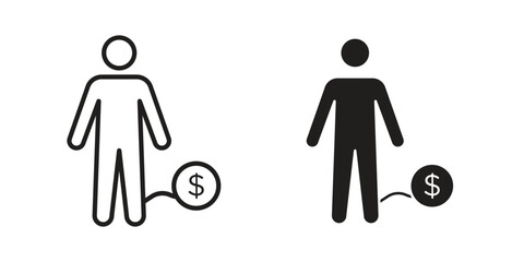 Debt icons Concepts. black solid and line stroke designs for web and app use