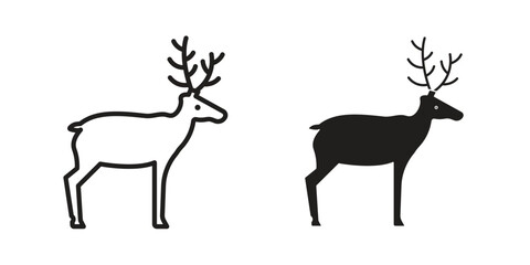 Deer icons Concepts. black solid and line stroke designs for web and app use