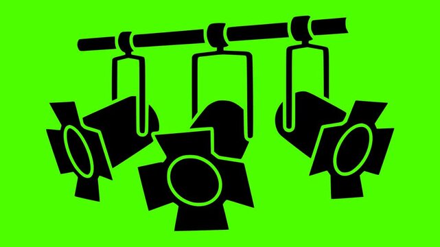 spotlight illustration spot silhouette  video logo video icon green outline screen light stage glow bright shine show concert effect shape award vector graphic background