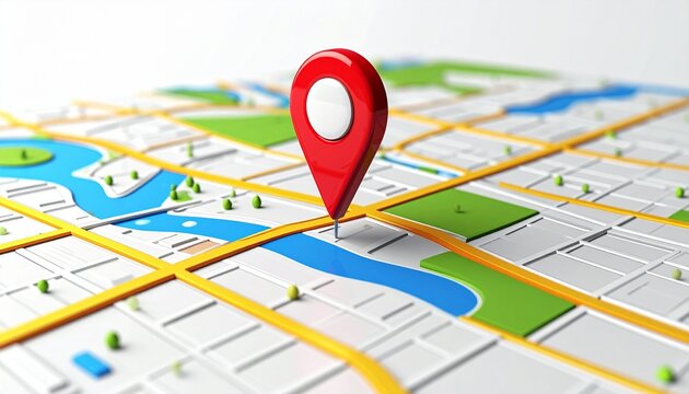 City map 3d icon with a location pin marker icon for GPS navigation and travel direction