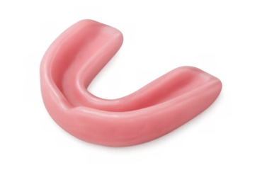 Pink mouth guard for sports protection minimizing dental impact and injury, isolated on transparent background