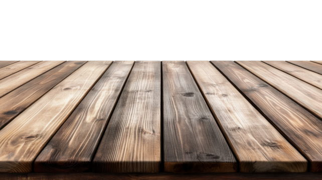 Close-up of rustic wooden planks displaying rich textures and colors under bright lighting with a clear background.