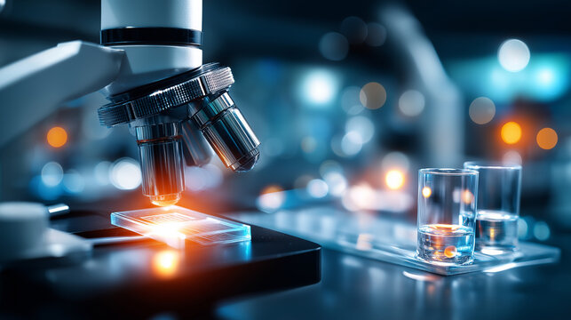 Medical research breakthrough, cancer hospital laboratory, scientific environment closeup, healthcare innovation display, infographic visualization style, technological advancement