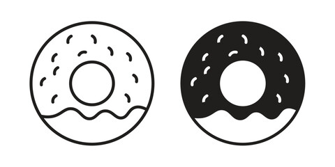 Donut icons Concepts. black solid and line stroke designs for web and app use