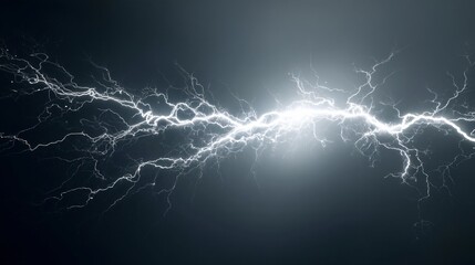 Bright white lightning bolt striking across a dark background