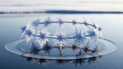 Ethereal Crown of Thistles Floating on Water - A Surreal Still Life.