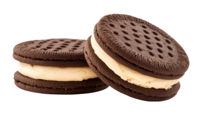 Delicious chocolate cookies with creamy filling ready for a tasty snack or dessert time.