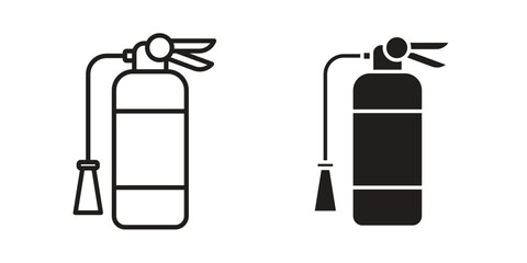Fire extinguisher icons Concepts. black solid and line stroke designs for web and app use