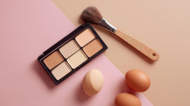Elevate your beauty routine with this eyeshadow palette and brush, crafting a flawless look that enhances your natural glow - perfect for beauty blogs and makeup tutorials
