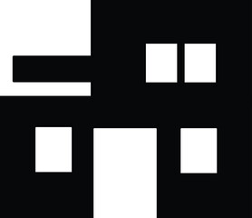 Contemporary Building Symbol, Minimalist Home Silhouette, Modern House Icon Vector
