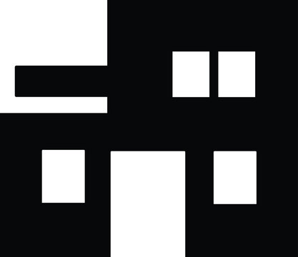 Contemporary Building Symbol, Minimalist Home Silhouette, Modern House Icon Vector