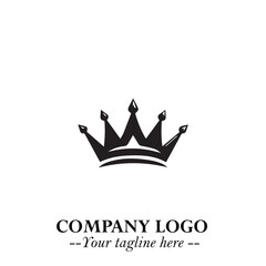 Elegant Black Crown Logo Symbol on a Clean White Background for Premium Branding Design