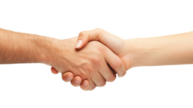 Two hands engage in a firm handshake, representing a successful agreement during a professional meeting.